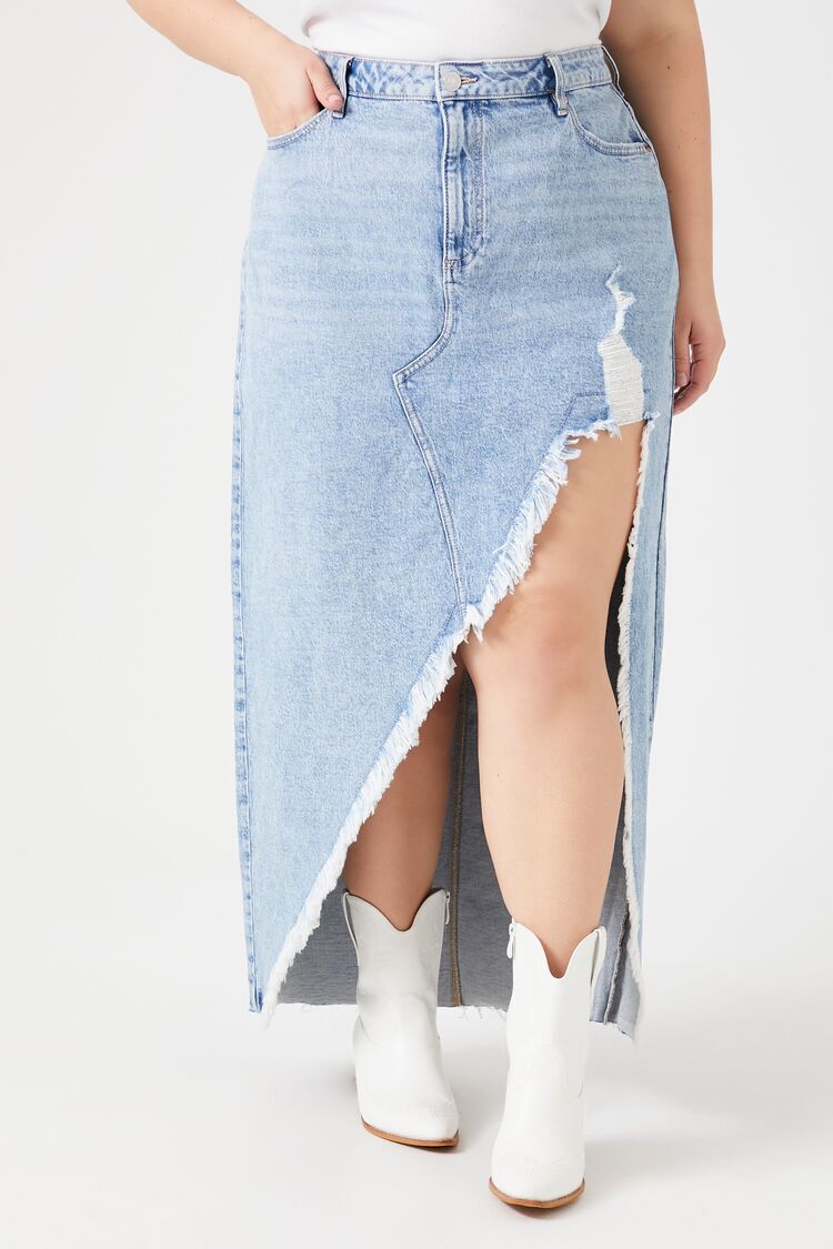 Distressed Denim Skirt - Plus Size – Bold Canary Boutique