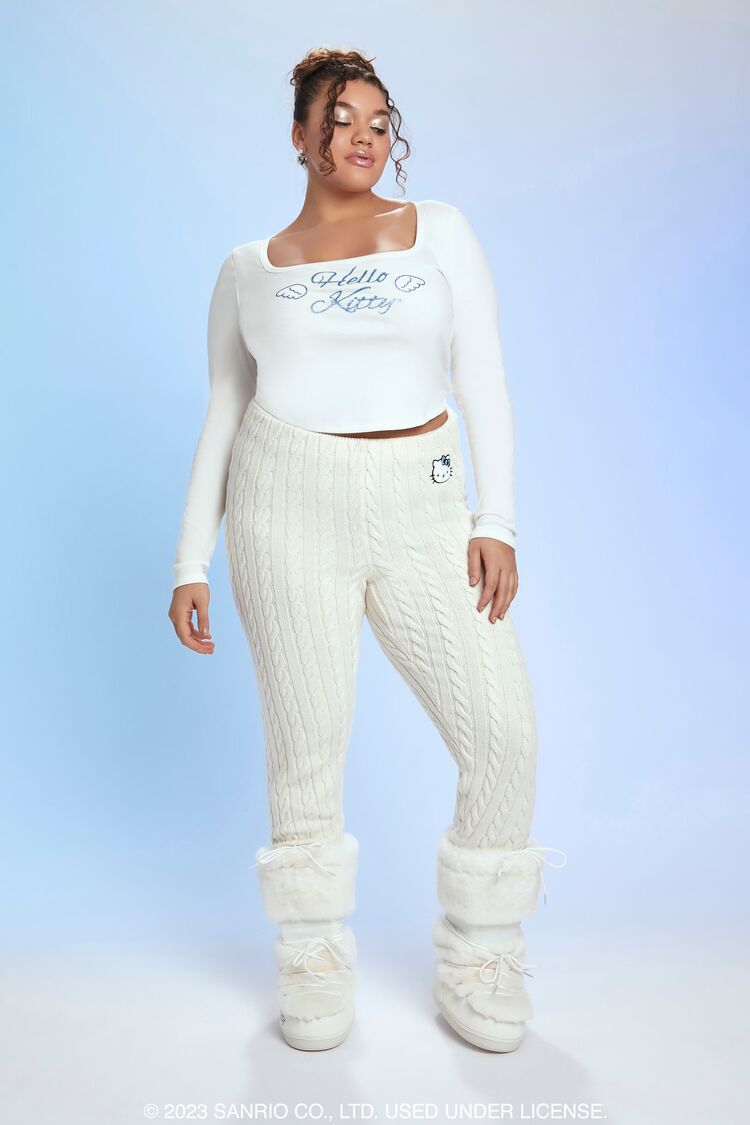 Plus Size Angel Hello Kitty Graphic Crop Top