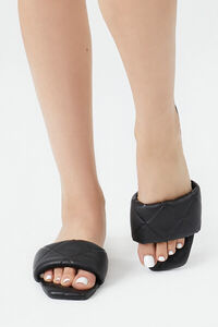 BLACK Quilted Vamp Flat Sandals, image 4