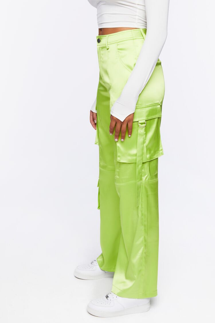 Satin Cargo Mid-Rise Pants