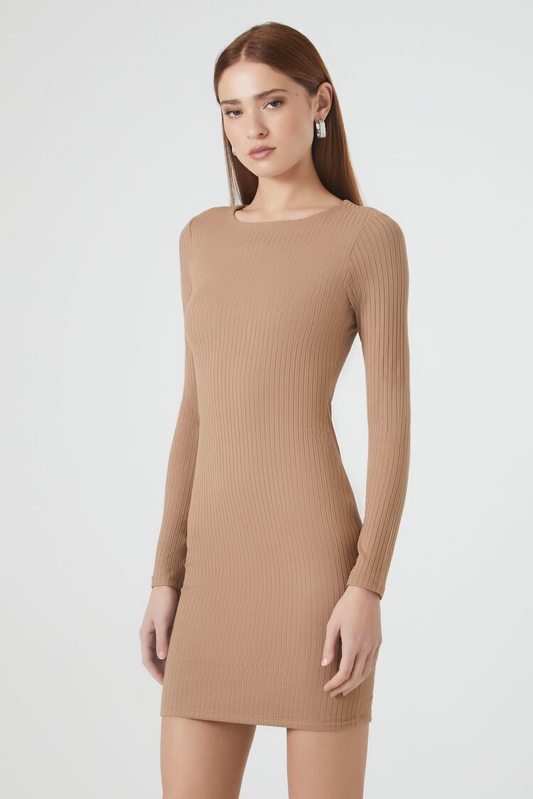 Brown Ribbed Knit Dress | Forever 21