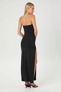 BLACK Strapless Slit Maxi Dress, image 3