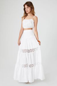 WHITE Cropped Cami & Lace Maxi Skirt Set, image 2