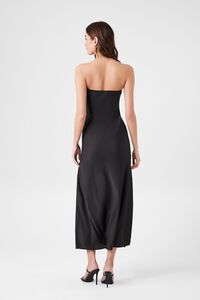 BLACK Satin Strapless Maxi Slip Dress, image 3