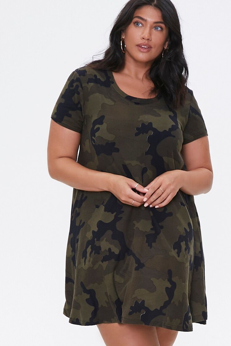 camo t shirt dress plus size