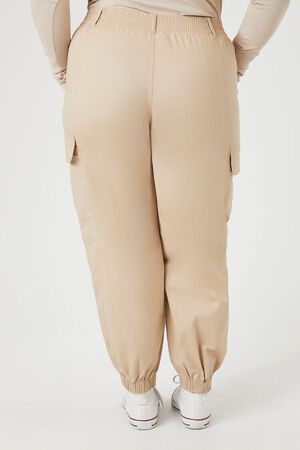 CALIA Women's Barely Khaki Ath-Leather High Rise Jogger Pants Plus Size XXL