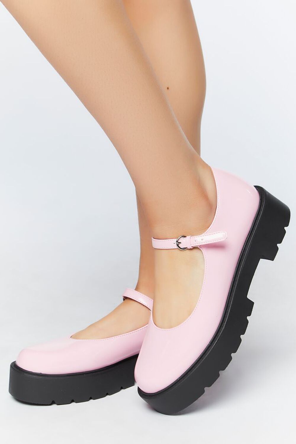 PINK Faux Patent Leather Mary Jane Flatforms, image 1