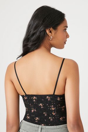 Shein Black Camisole Bodysuit Cami Lace V-neck Rouched 21 Forever Top Tank  XS