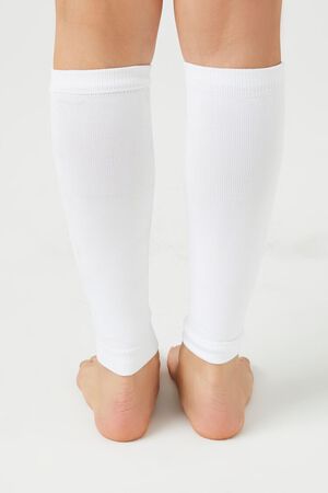 Verdusa Women's Solid Rib Knit Leg Warmers Pom Pom White one-size