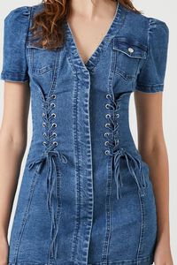 MEDIUM DENIM Lace-Up Denim Mini Dress, image 5