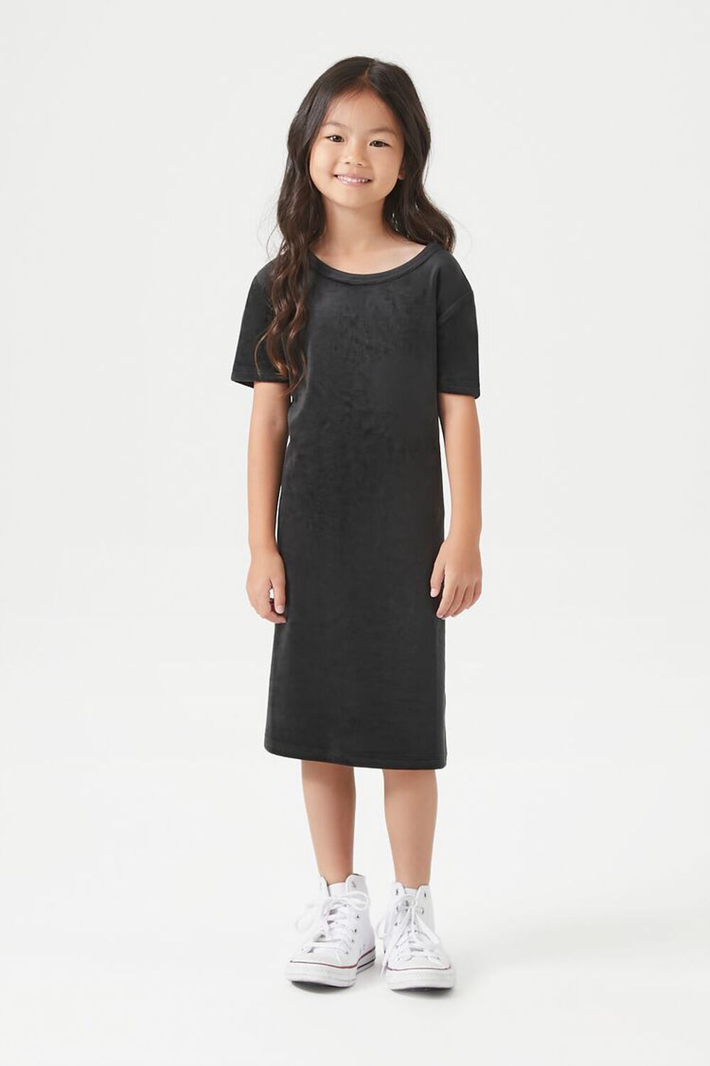 BLACK Girls Velour T-shirt Dress (Kids), image 1