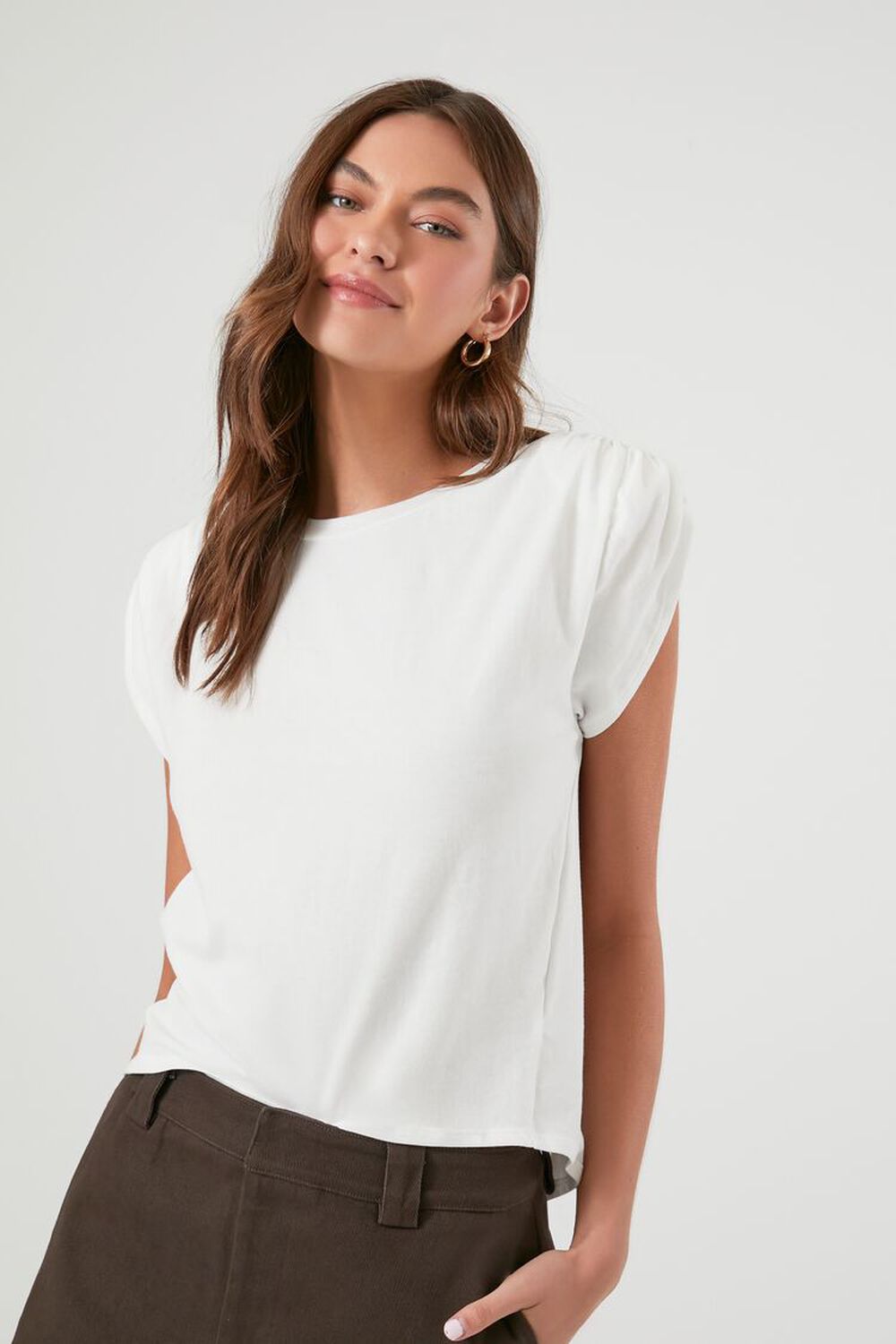 Ruched Cap Sleeve Top 