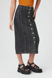 BLACK Button-Front Denim Midi Skirt, image 3