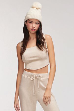 Forever 21 Women's Seamed Corset Crop Top in Shiitake Large