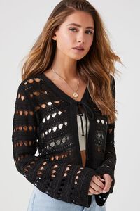 BLACK Bell-Sleeve Cardigan Sweater, image 2