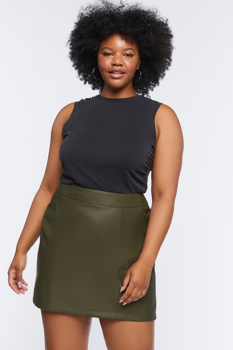 plus size faux suede skirt