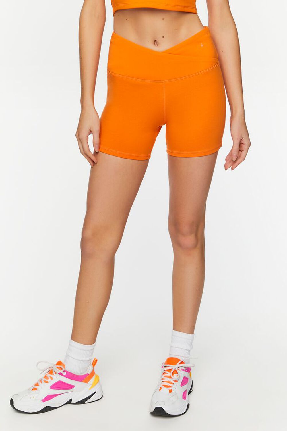 NEON ORANGE Active Crossover Biker Shorts, image 2