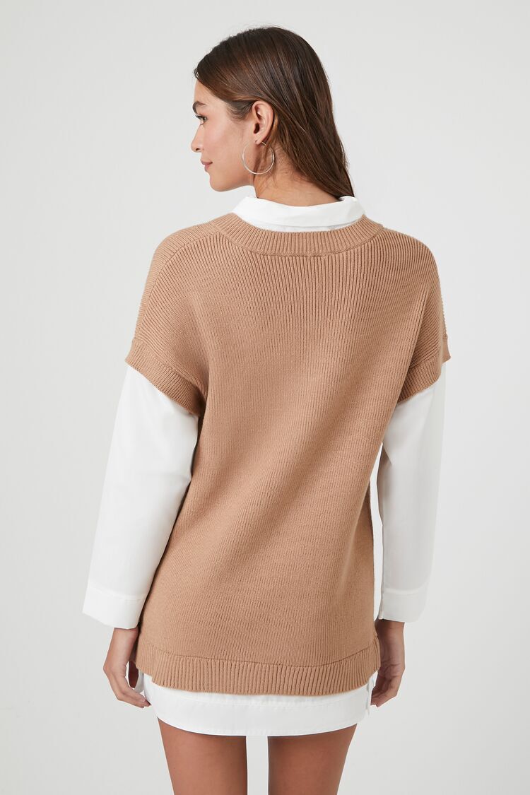 Sweater Vest & Shirt Combo Dress