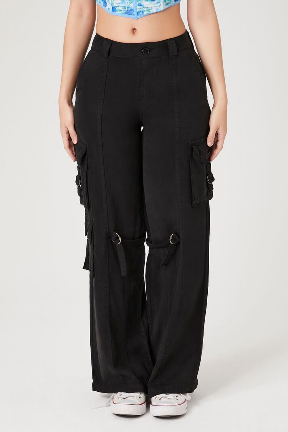 BLACK Wide-Leg Cargo Pants, image 2