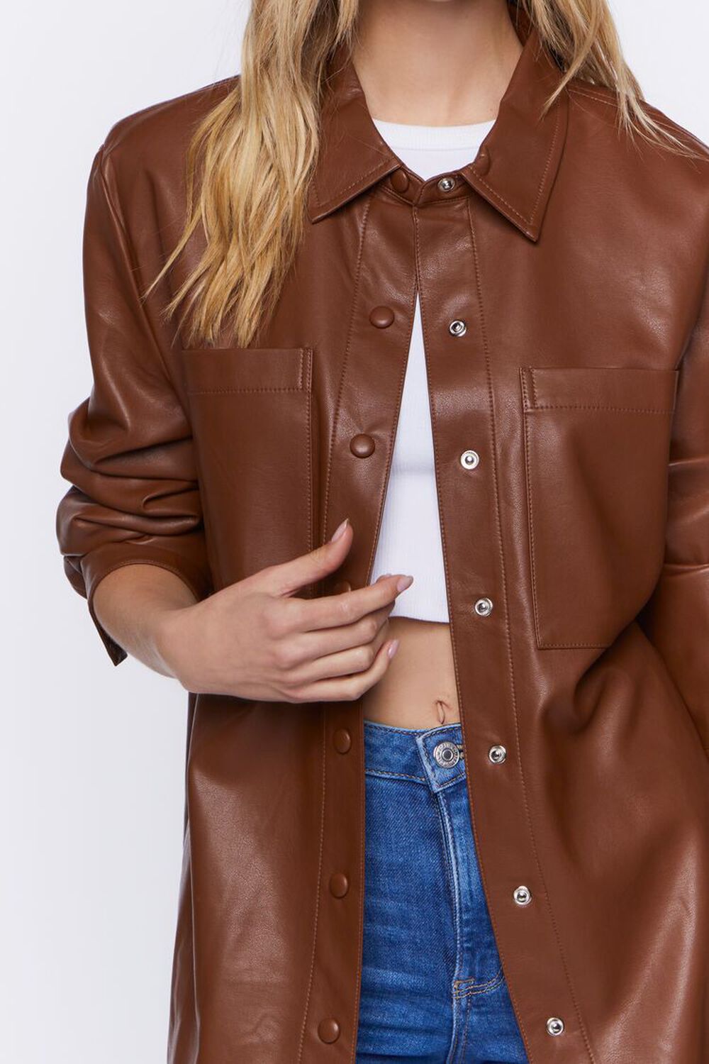 Sassy Khaki Brown Faux Leather Shacket - Edgy Shackets – Shop the Mint