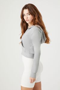 HEATHER GREY Cropped Zip-Up Hoodie, image 2