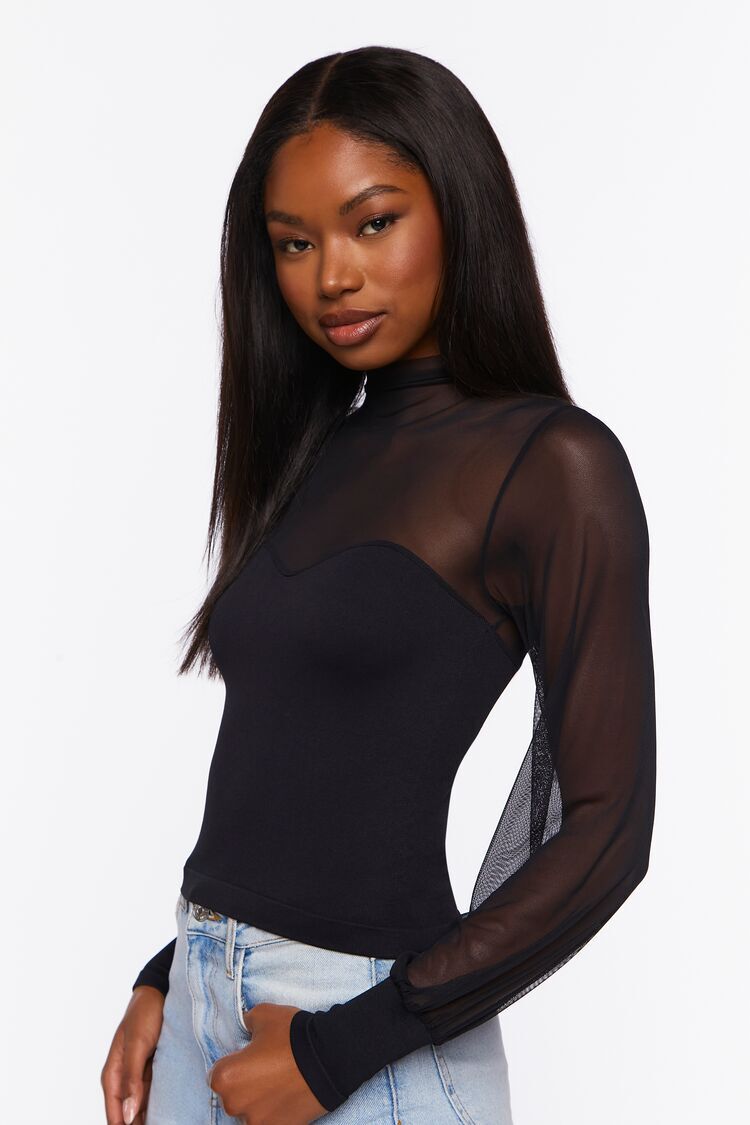 Seamless Mesh Long-Sleeve Top