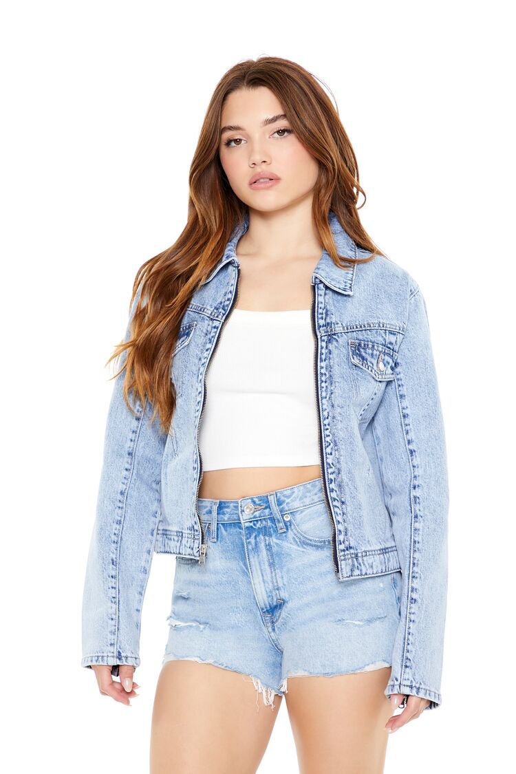 Zip-Up Denim Trucker Jacket