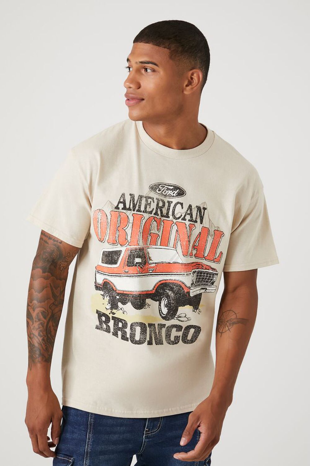 21men Forever 21 Men's Ford Bronco Graphic T-Shirt in Taupe Medium