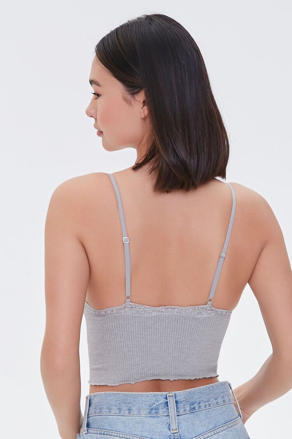 Lace Trim Ribbed Seamless Bralette