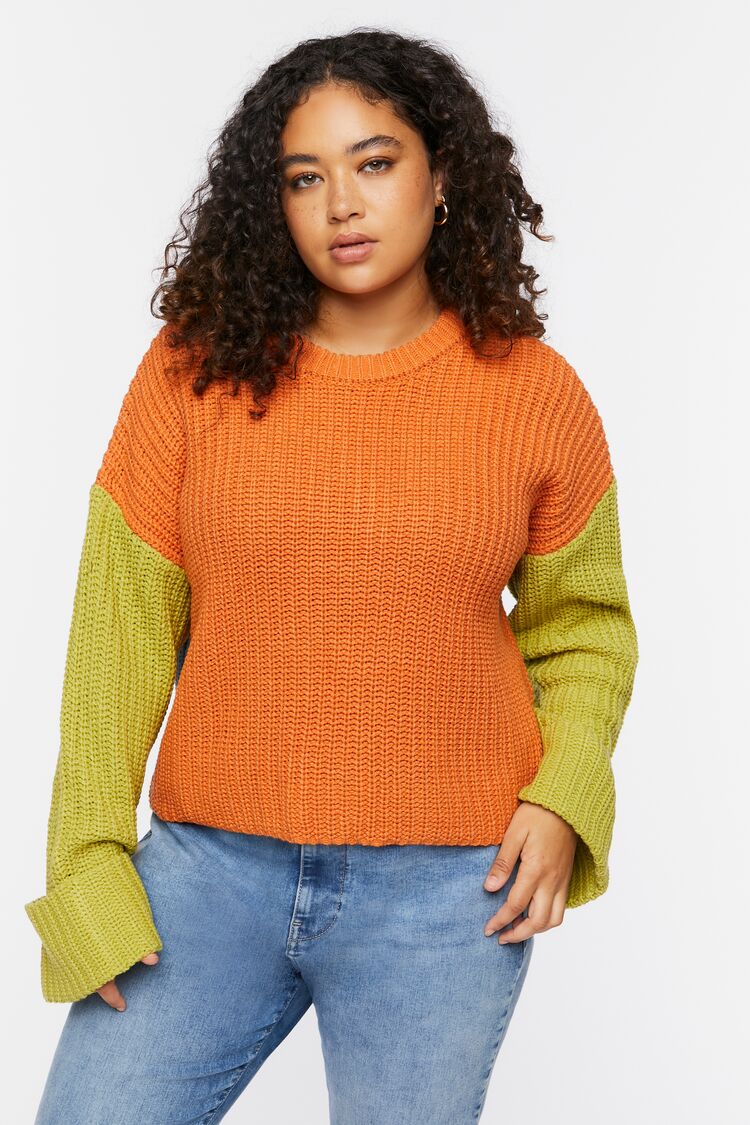 Plus Size Sweatshirts for Women Oversized Colorblock Pullover Tops 1X-5X