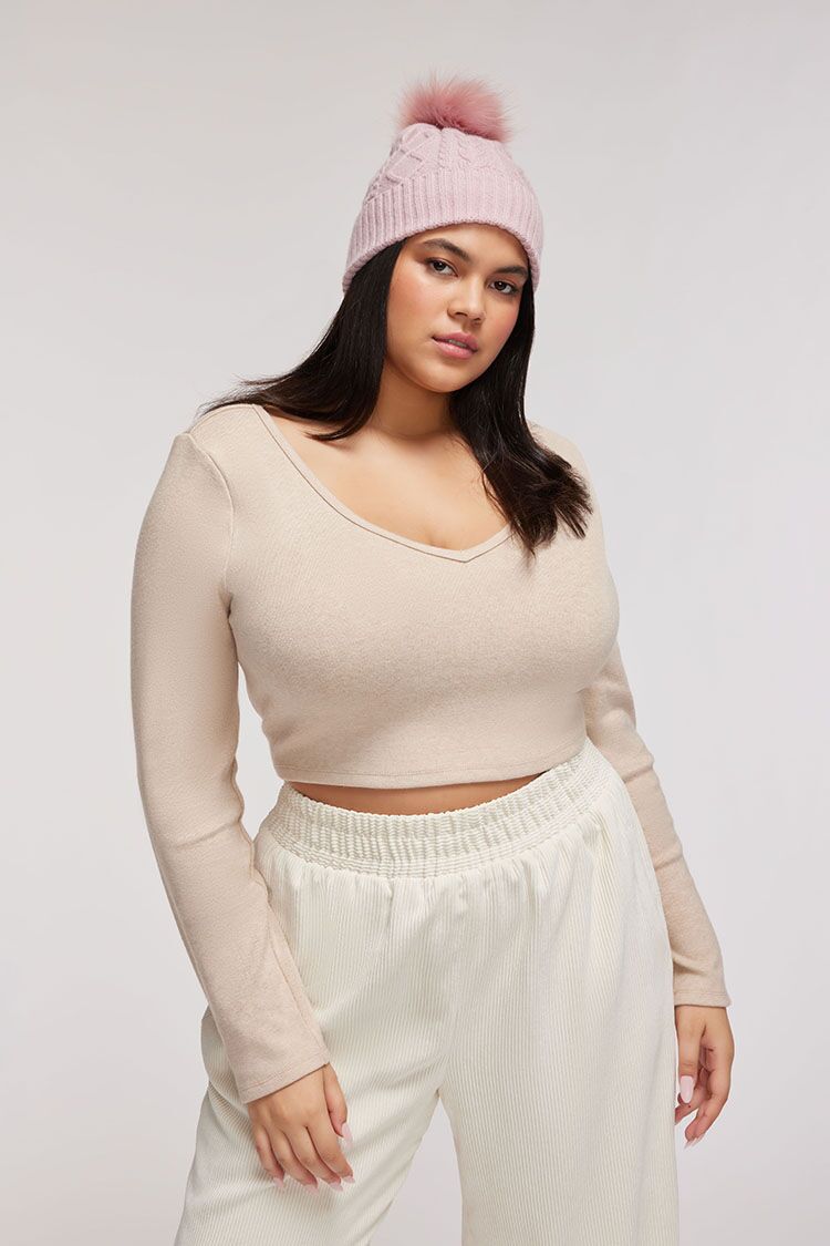 Plus Size Fitted V Neck Crop Top Forever 21