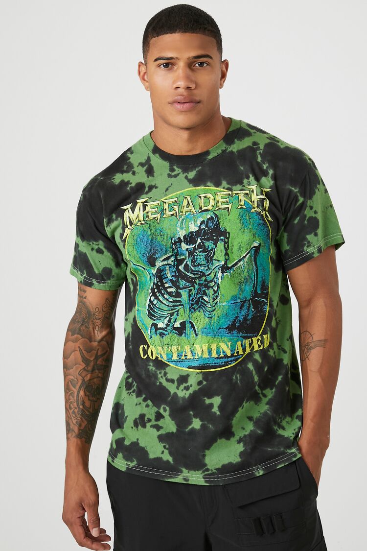 21men Forever 21 Men's Tie-Dye Megadeth Graphic T-Shirt in Black Medium | Halloween Clothing