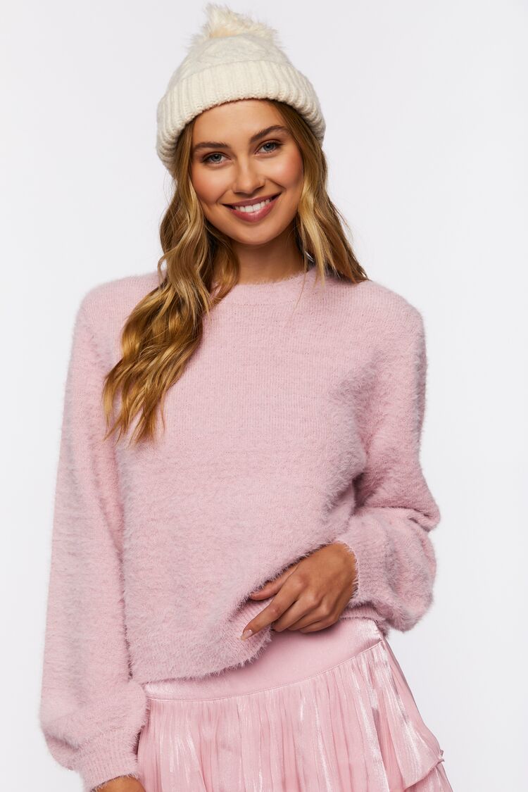 Pink fuzzy sweater deals forever 21