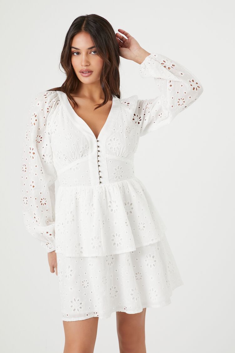 Tiered Floral Eyelet Mini Dress | Forever 21