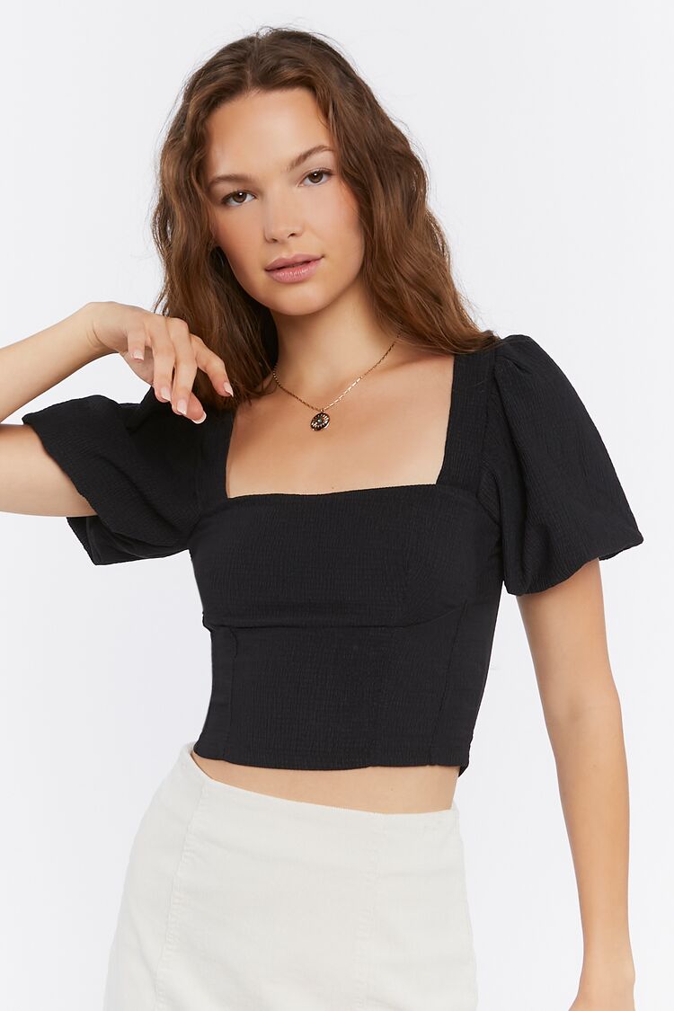 Puff Sleeve Crop Top