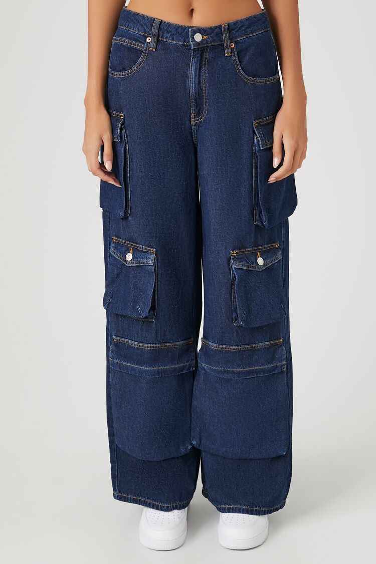 High-Rise Wide-Leg Cargo Jeans
