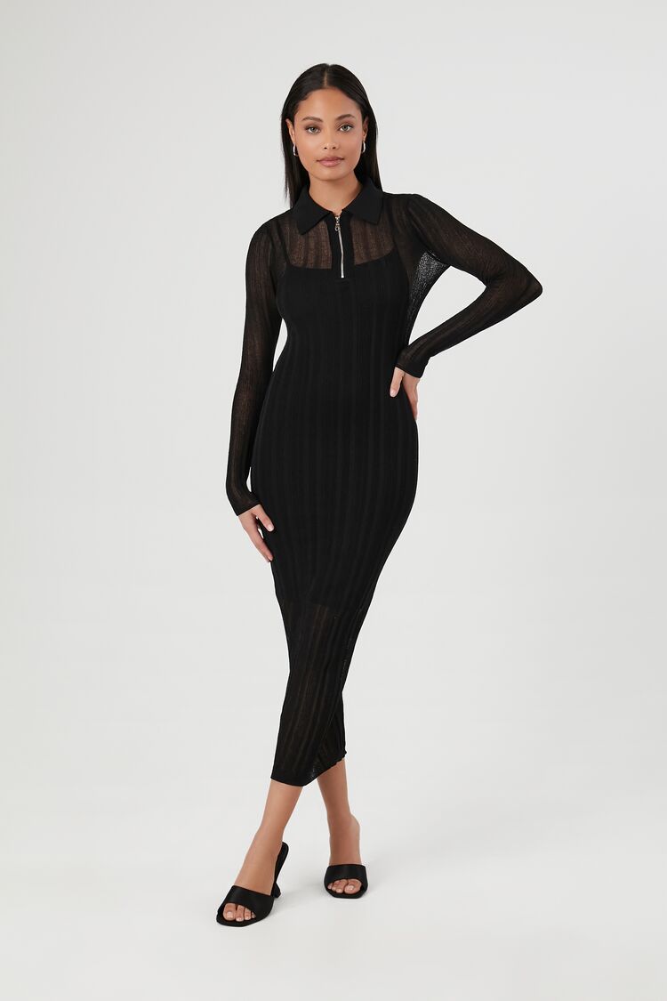 Half-Zip Bodycon Sweater Dress