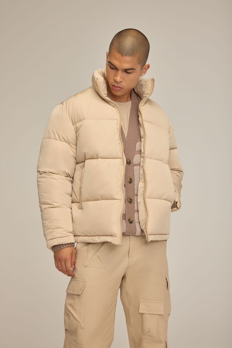 Quilted Funnel-Neck Puffer Jacket