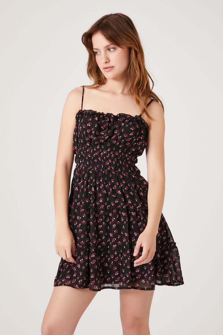 Chiffon Floral Print Mini Dress