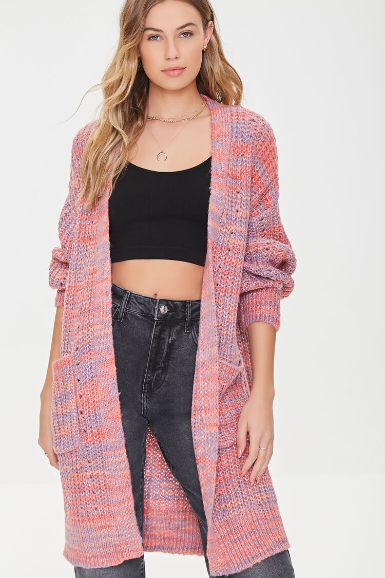 Space Dye Longline Cardigan Sweater