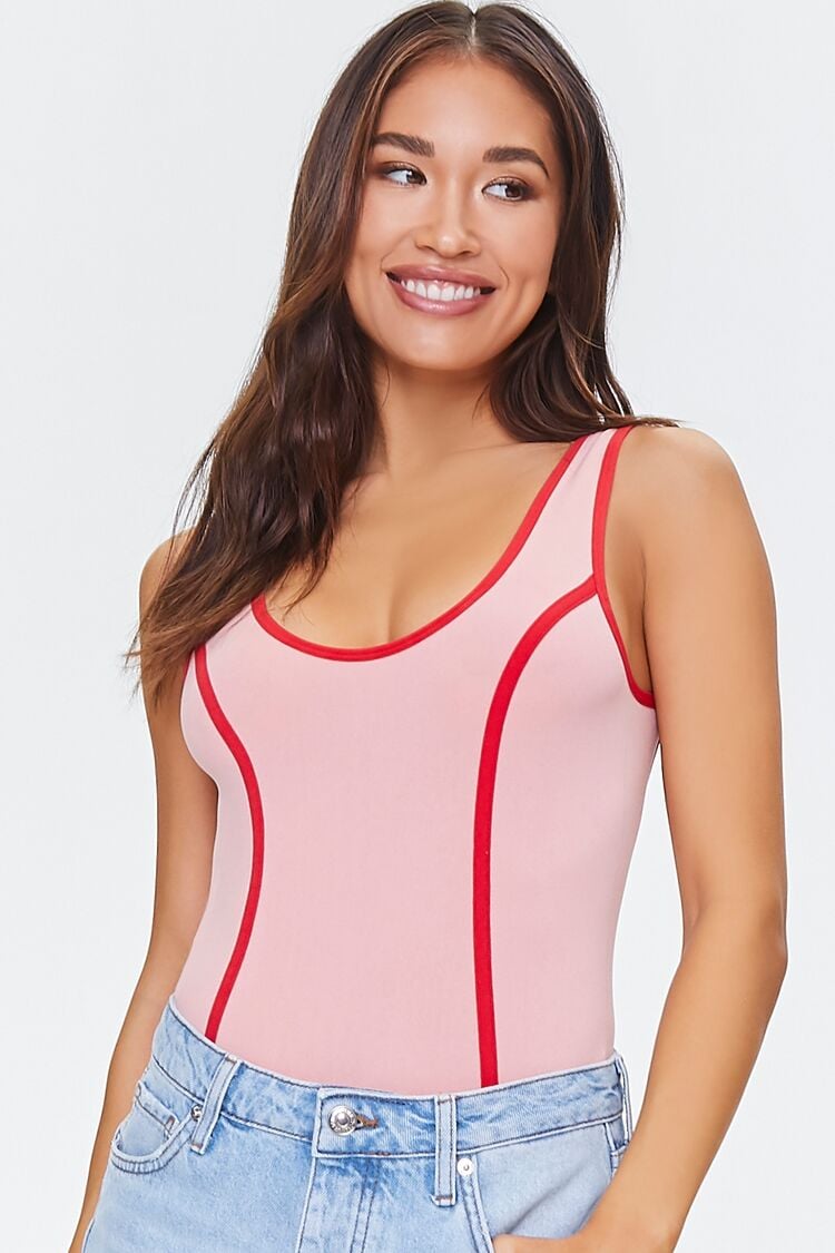 Contrast Seam Seamless Bodysuit