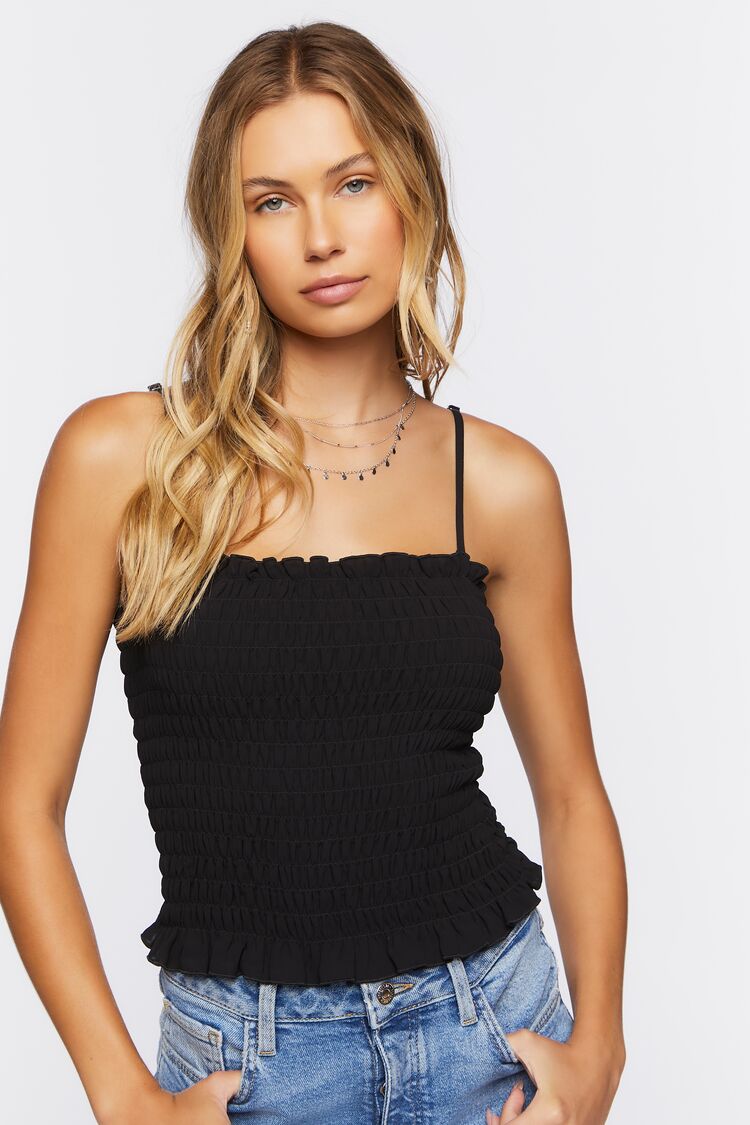 Smocked Ruffle-Trim Cami