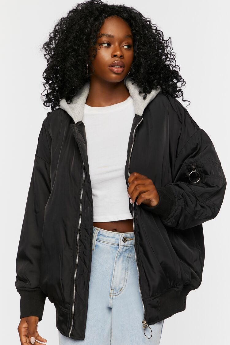 Hooded Combo Bomber Jacket