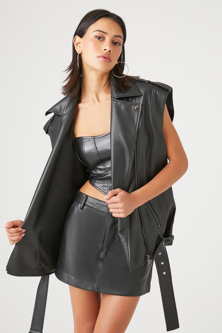 Faux Leather Moto Vest