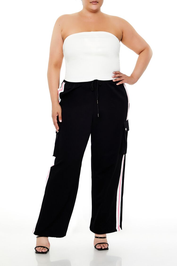 Plus Size Striped Cargo Joggers