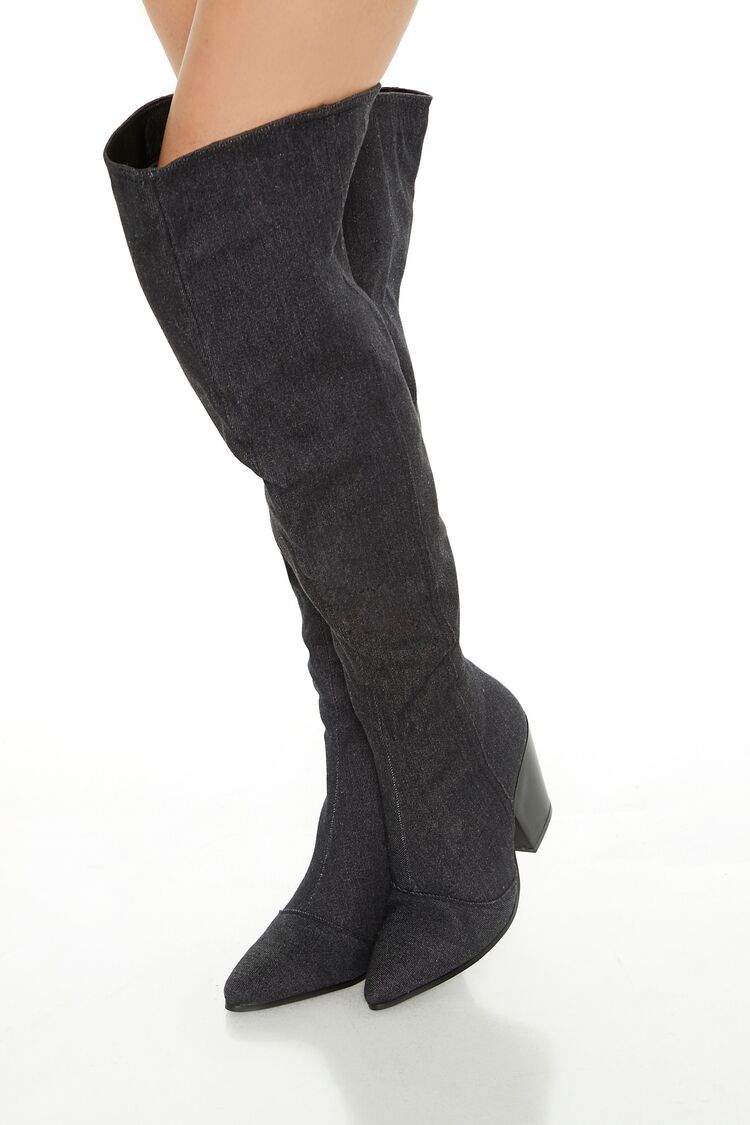 Over the knee denim boots best sale