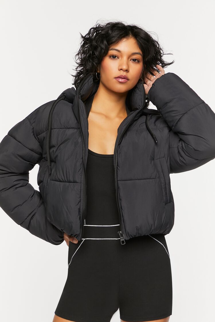 Women's Quilted Puffer Jacket in Black Medium - 2023