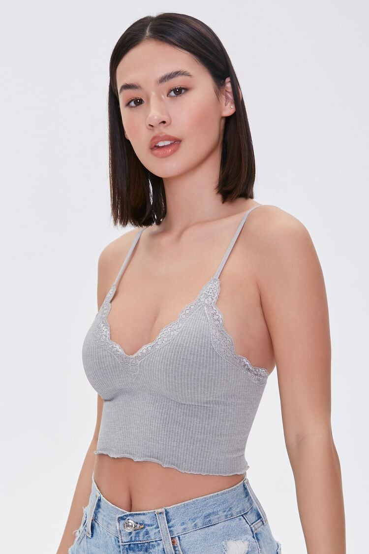 Seamless Lace-Trim Bralette