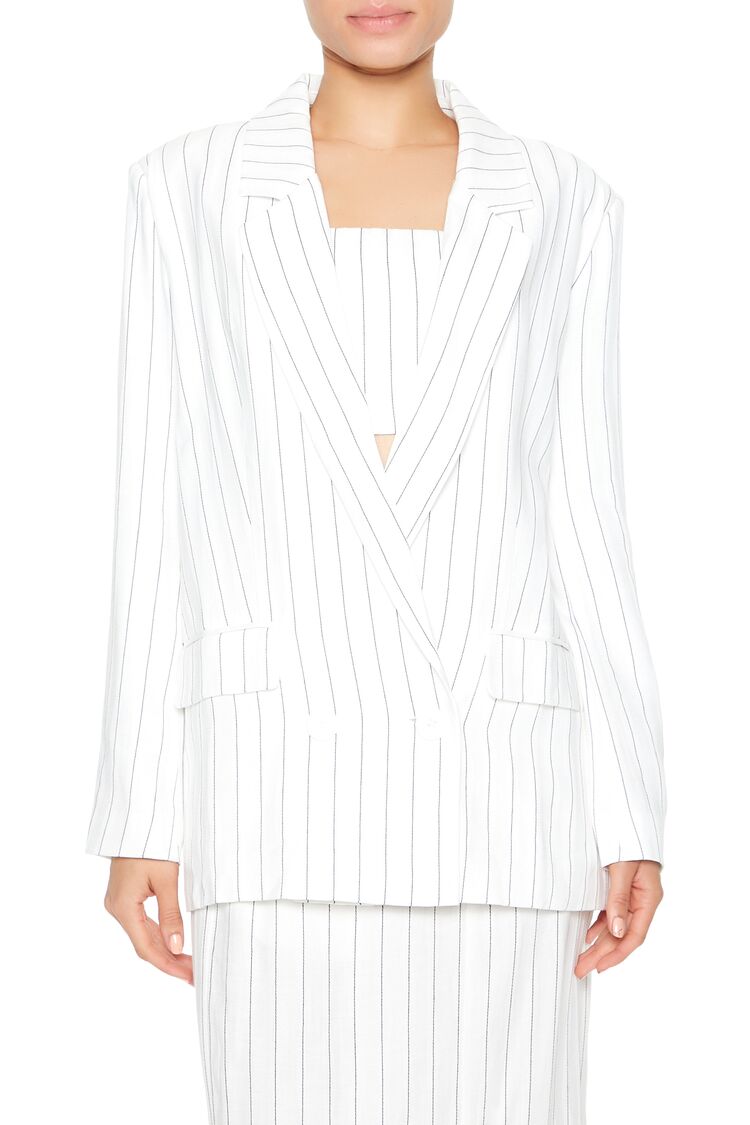 Notched Pinstriped Blazer