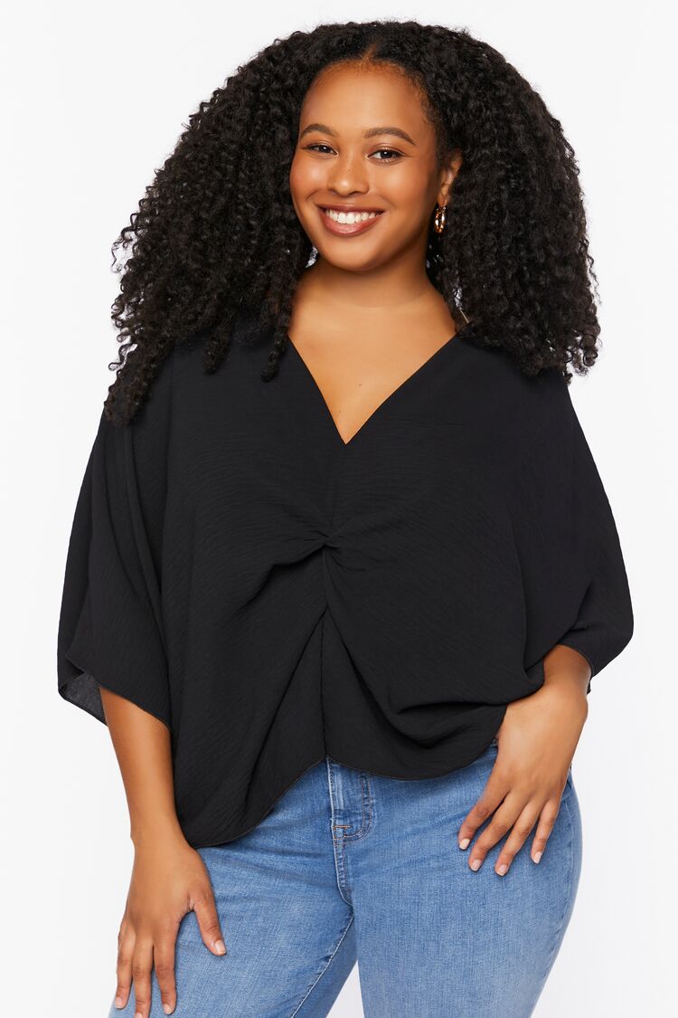 Plus Size Twisted High-Low Top